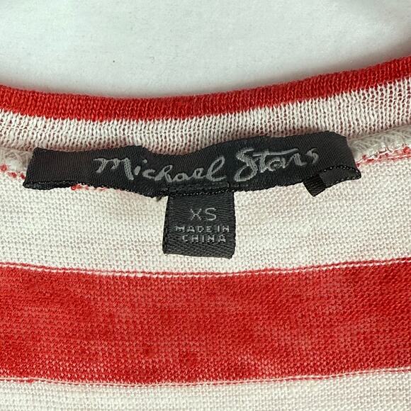 Michael Stars Sleeveless Scoop Linen Side Slit Striped Maxi Dress Red White XS - Picture 6 of 8